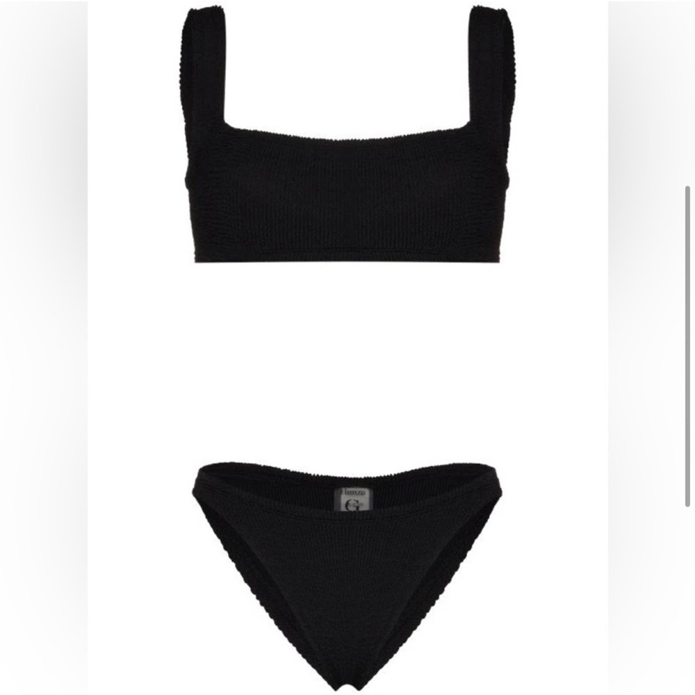 Hunza G Xandra Square Neck Black Bikini Set Classic Stetchy Timeless Noir - Picture 3 of 7